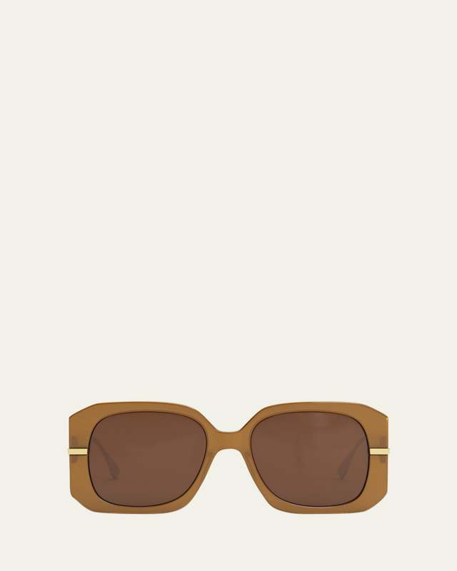 Oversized Logo Square Acetate & Metal Sunglasses